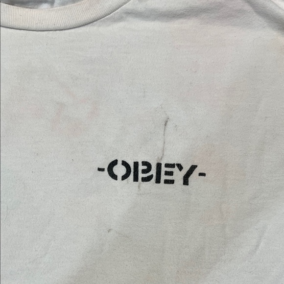 Obey White Long Sleeve with Colorful Sleeve Graphics - Picture 2 of 6